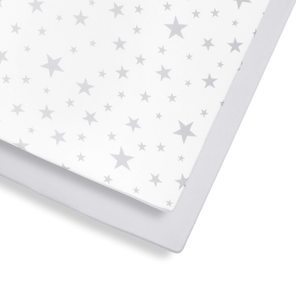 2 Pack Cot & Cot Bed Fitted Sheets 140 x 70cm – Star Design – Light, Breathable & Luxurious Jersey Cotton Made To Last & Designed To Fit Cot & Cot Beds