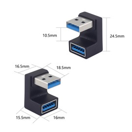 LANMINGLEL 180 Degree Angle USB 3.1 Adapter 10Gbps U Shape USB Male to Female OTG Adapter USB Data Transfer Adapter for Laptop Tablet Phone Pack of 2 (USB M/F)