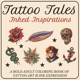 Tattoo Tales: Inked Inspirations Coloring Book: A Bold Adult Coloring Book of Tattoo Art & Inked Expression|82 pages, 8.5 x 8.5 in, 42 Single Sided Pages| Great for Adults, gifts, relaxation