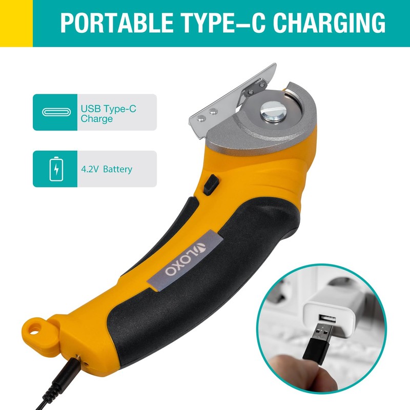 VLOXO Cordless Electric Scissors, AT001 Rotary Cutter for Fabric with