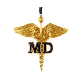 Kurt Adler 3.875-Inch Resin Gold Caduceus Ornament Doctor MD