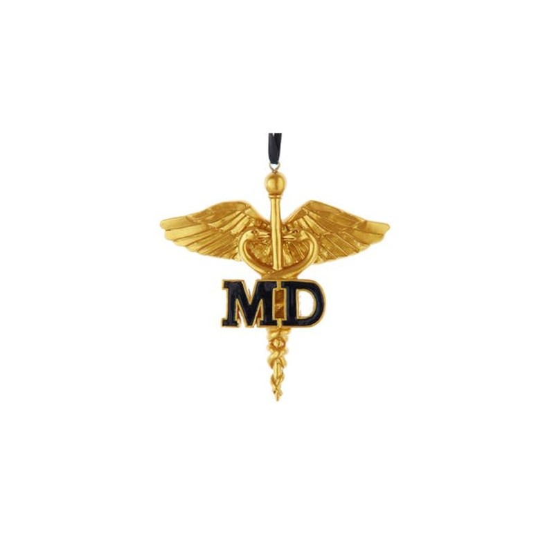 Kurt Adler 3.875-Inch Resin Gold Caduceus Ornament Doctor MD