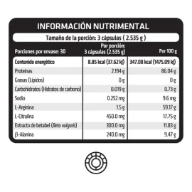 Óxido Nítrico Para Rendimiento Deportivo 90 Cápsulas Sabor Sin sabor