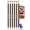 JUAAZIN 6Pcs Long Eyebrow Pencils Set - Brown Natural Look,