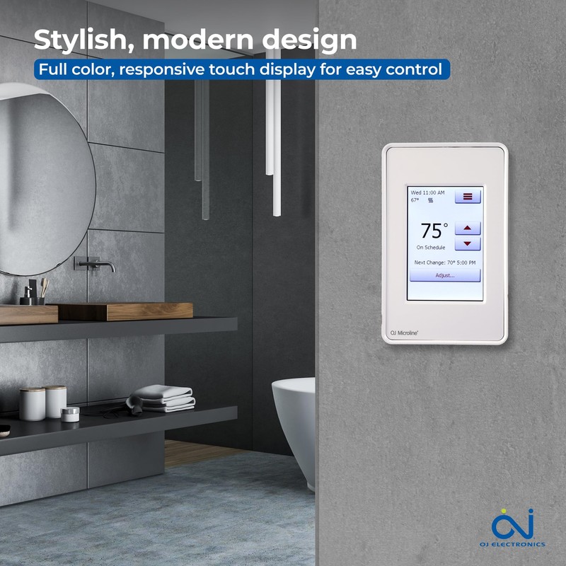OJ Microline Touchscreen Programmable Radiant Floor Heating Thermostat 120/240V, Dual