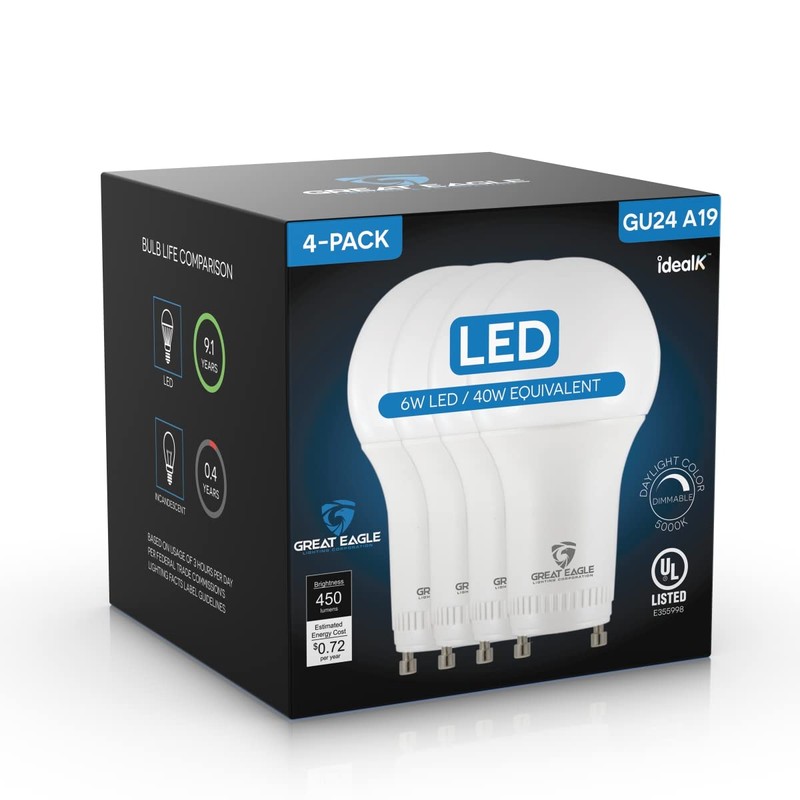 Great Eagle Lighting Corporation 40W GU24 LED Light Bulb, Dimmable,