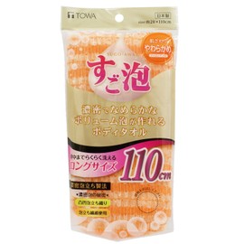 東和産業 すご泡3 ナイロンタオル ロングやわらかめ オレンジ 28X110cm TW08362