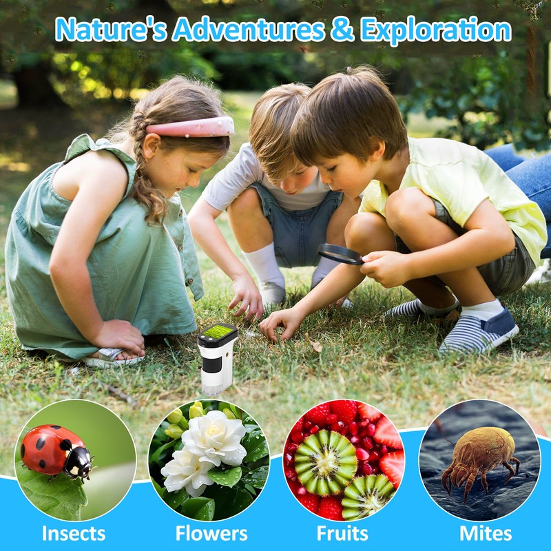 Portable Digital Microscope Rechargeable Pocket Microscope with 2.4-Inch LCD Screen