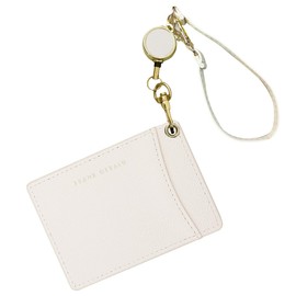 FRANK GERALD Pass Case, Reel Included, Commuter Pass Case, ID Card Holder, Employee ID Card Holder, With Strap, Thin, Raised Logo, For Work or School Commutes, Women's, Men's, White (Fabric Design)