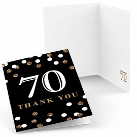 Big Dot of Happiness Adult 70th Birthday - Gold - Birthday Party Thank You Cards (8 Count)