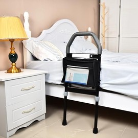 Bed Rail for Elderly Adults – Adjustable Bed Safety Rail & Bedside Support Handle – Bed Assist Rail for Getting In and Out of Bed – Adult Bed Guard for Seniors & Disability Aids