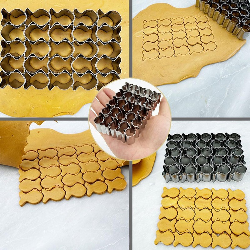Goldfish Cracker Cutter, 25 Cavity Stainless Steel Cookie Cutter, Mini