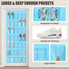 Tiblue Over The Door Shoe Organizer, Blue, 35 Pockets, 8.9 x 4.7 in