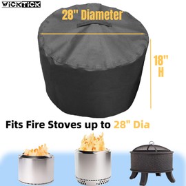 WICKTICK 28 Inch Round Fire Pit Cover for Solo Stove Yukon 2.0, 600D Heavy Duty Waterproof Firepit Accessories for Outdoor Camping, All-Weather Resistant