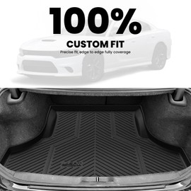 LASFIT Trunk Mat for Dodge Charger 2011-2023, for Chrysler 300 2011-2023, Fit Without Subwoofer, All Weather TPE Custom Fit Car Mats Cargo Liner Cargo Mat, Black