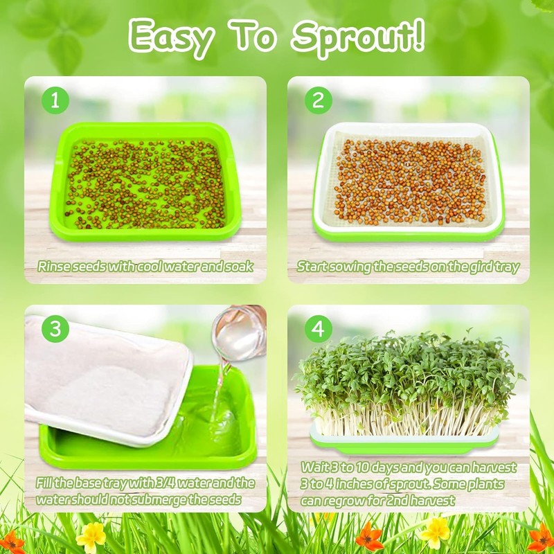 Legigo 5 Pack Seed Sprouter Trays- Soil-Free Cultivation Germination Tray,