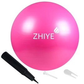 ZHIYE Pink Pilates Ball 55 CM Yoga Exercise Ball Core Fitness Bender, Yoga, Stability, Barre, Training Physical Therapy Swiss Ball Gym Home