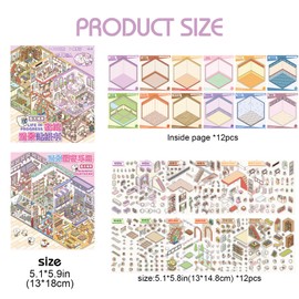 12 Sets Cute DIY 3D House Stickers, Fun Scene Make Sticker Cartoon House Stickers Scrapbooking Set for Adult Kids Scrapbooking Crafts Party Decorations Supplies