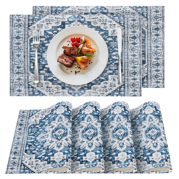 XPHZZL Table Mats Set of 4 Boho Monaco Pattern Decorative