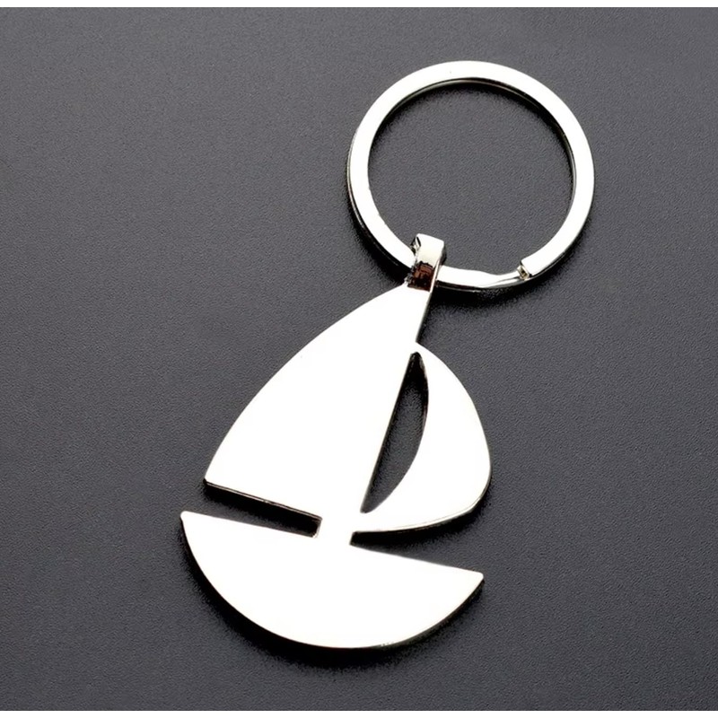 Sportigo ® Sailing Boat Keyring in Silver / Ship Boat
