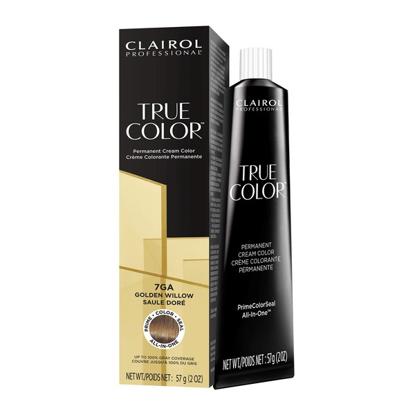 Clairol Professional TRUE COLOR Permanent Cream Hair Color 7GA Golden Willow, 2 oz.