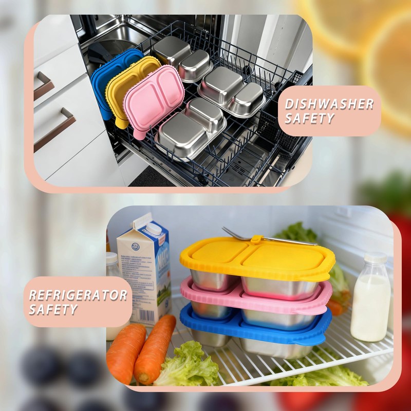 2 Pack Stainless Steel Snack Containers for Kids & Adults