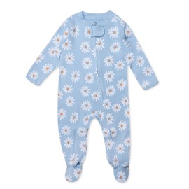 HonestBaby Sleep & Play Footed One-Piece Pajama Sleeper 100% Organic Cotton, Baby Girls, Daisy Daze
