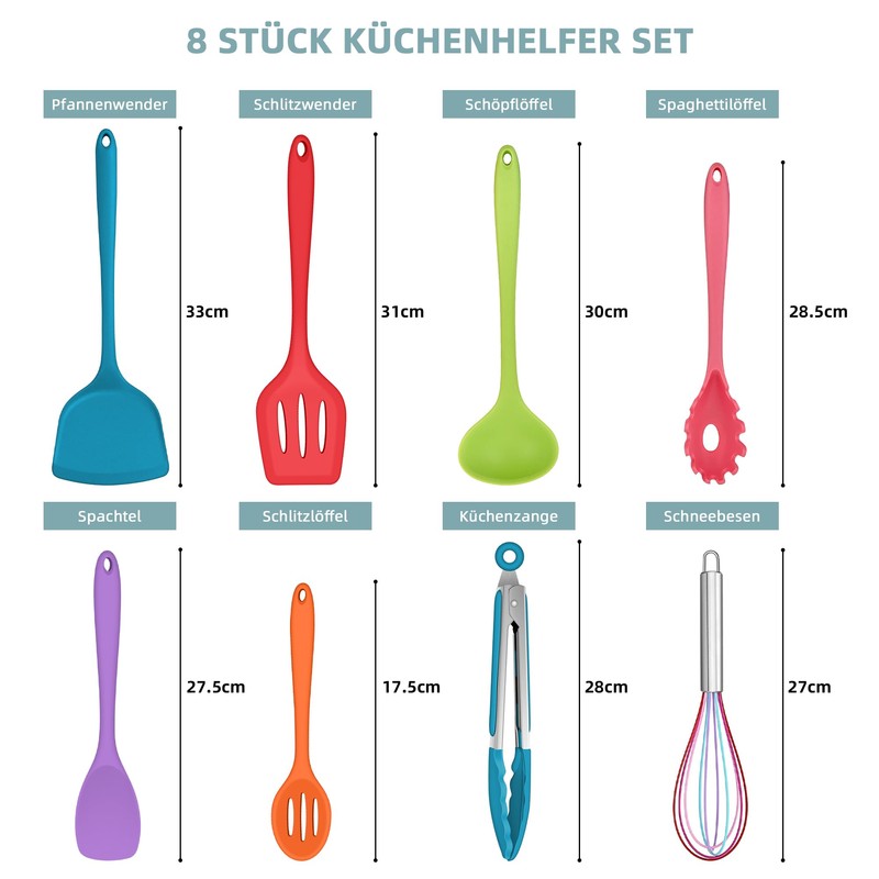 HaWare 8-Piece Kitchen Utensil Set (8, Colourful)