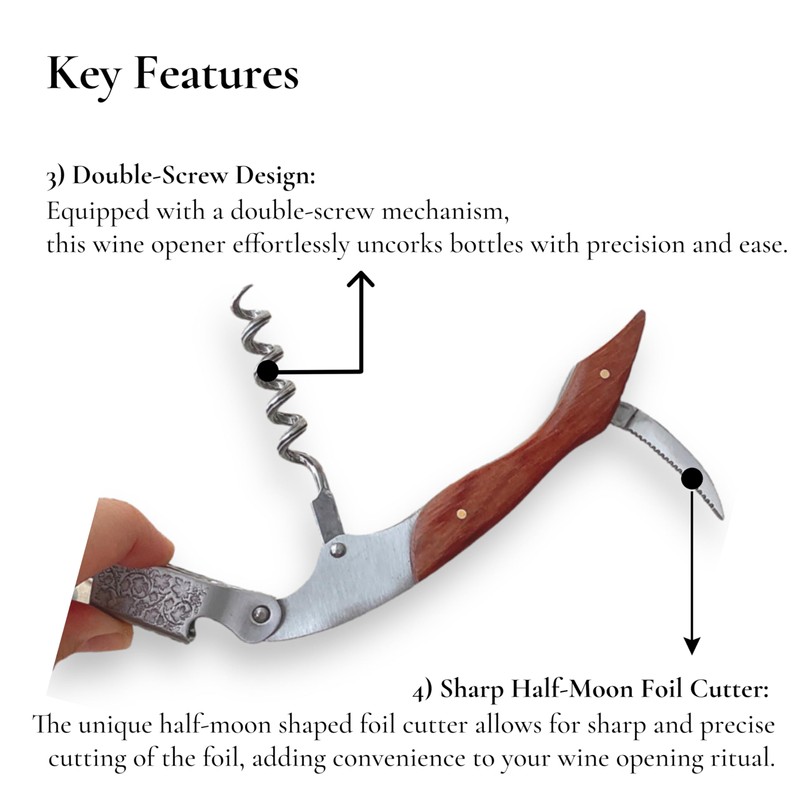 Grape Stem Design Stainless Steel Corkscrew and Foil Cutter -