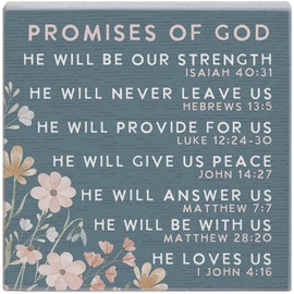 Simply Said, INC Small Talk Faith Decor, Promises Of God, 5.25 x 5.25 inch Wood Sign, Made in USA, STS2284