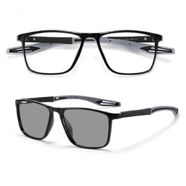 REONAS Blue Light Cut Glasses + Dimming, Discoloration, Computer Glasses, PC Work, Change to Sunglasses, JIS Standard 40% UV Protection, 99% UV Protection, Wellington Shape, Men's, Unisex, No Degree,