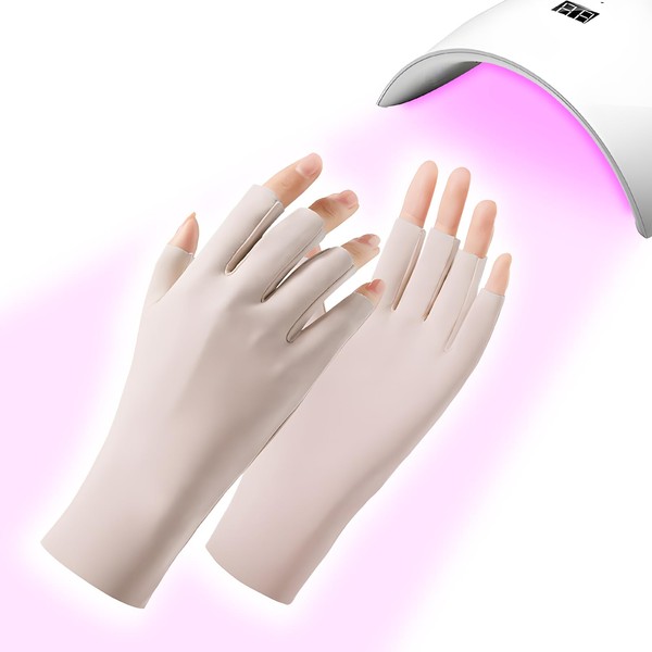 GEN'C BÉAUTY Anti UV Gloves Anti UV Light Fingerless Manicure Gloves Multicolors 1 pair (Pink)