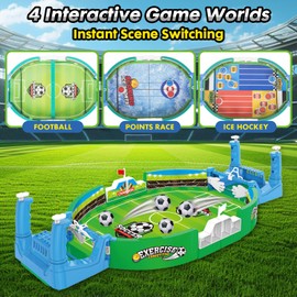 Mini Foosball Table Soccer Game for Kids, Football Table Interactive Game with 3 Modes (Soccer/Points Race/Ice Hockey) – Indoor Outdoor Sports Gift Toys for Ages 3 4 5 6 7 8-12 Boys Girls