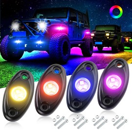 4Pods RGB, luces de roca para automóviles, kits de luces de neón para automóviles, carcasa de aluminio, luces estroboscópicas impermeables para camiones, motocicletas, barcos, ATV, UTV