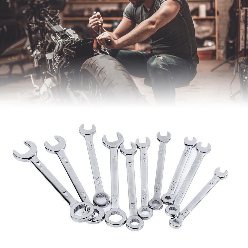 10PCS Mini Combination Wrench Set Steel Inch Open End Small
