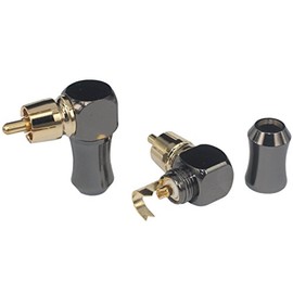 [2Pcs 90° Angle] Hi End RCA Male Plug Adapter Audio Phono Gold Plated Solder Connector KK-01