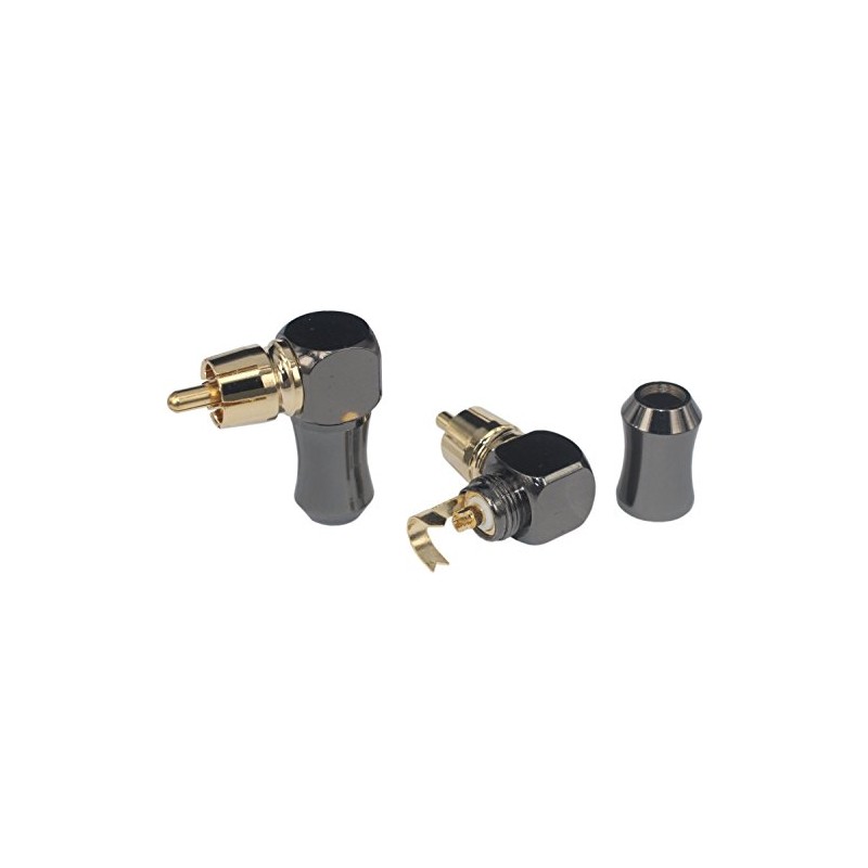 [2Pcs 90° Angle] Hi End RCA Male Plug Adapter Audio