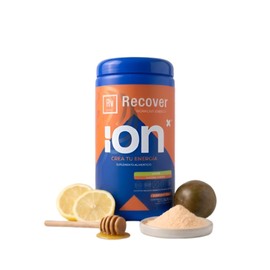 ION X Recover | 7 Electrolitos en Polvo para Actividad Deportiva Diaria| Natural | L-Lisina + Espirulina + Vitamina C | Miel en Polvo + Monk Fruit | Sin Cafeína | Limón | 500 g | 50 Porciones