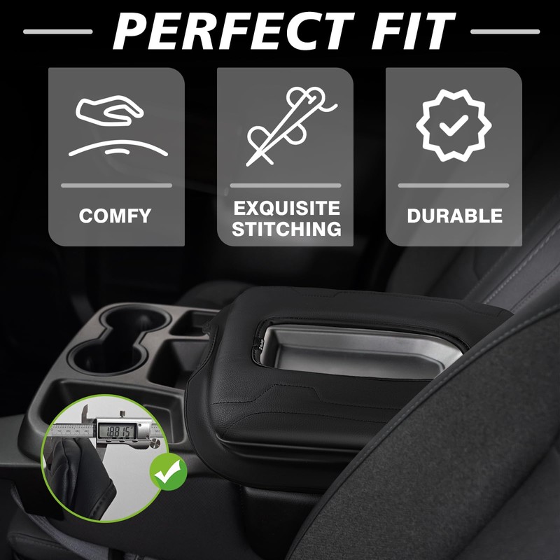 Muslogy Center Console Armrest Cover Compatible with Chevy Silverado &