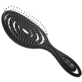 Head Jog 08 Paddle Brush Flexible Soft Pin Bristles, Detangling Wet Or Dry Hair. Gentle Brushing Straw Brush. Detangle Round Brush for Straight, Curly & Wavy Hair. (Monochrome Collection Charcoal)