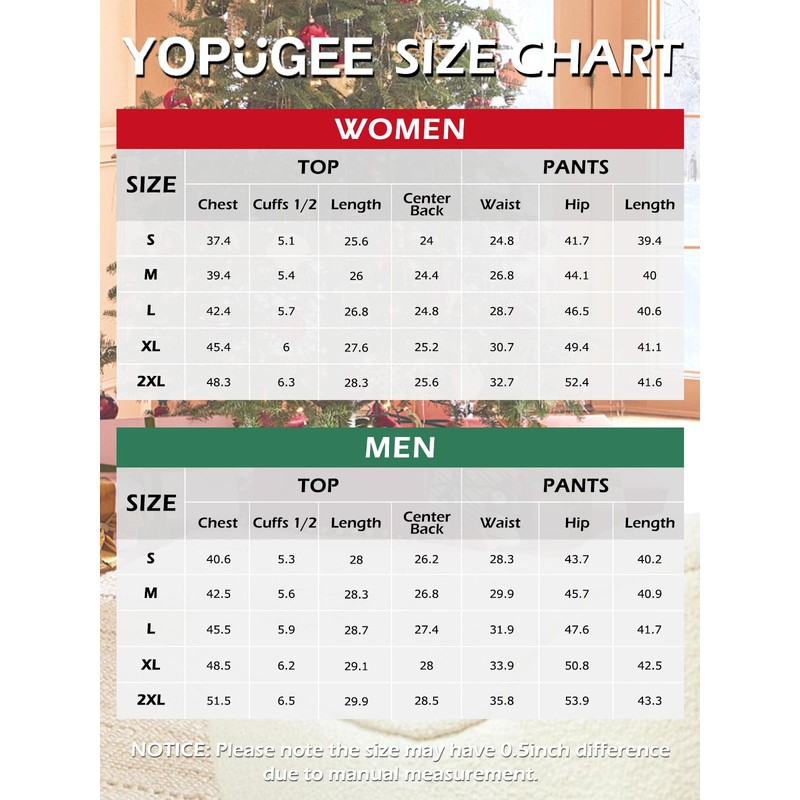 YOPUGEE Couple Pajamas Set Christmas Matching Pjs Xmas Printed Pajamas