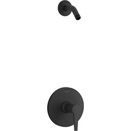 KOHLER K-TLS97077-4-BL Pitch Rite-Temp Shower Trim Set Without Showerhead, Shower Arm and Flange and Faceplate with Lever Handle, Matte Black