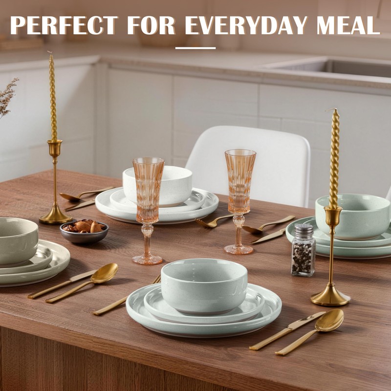 E-far Cereal Bowls Set of 4, 27oz Ceramic Deep Soup