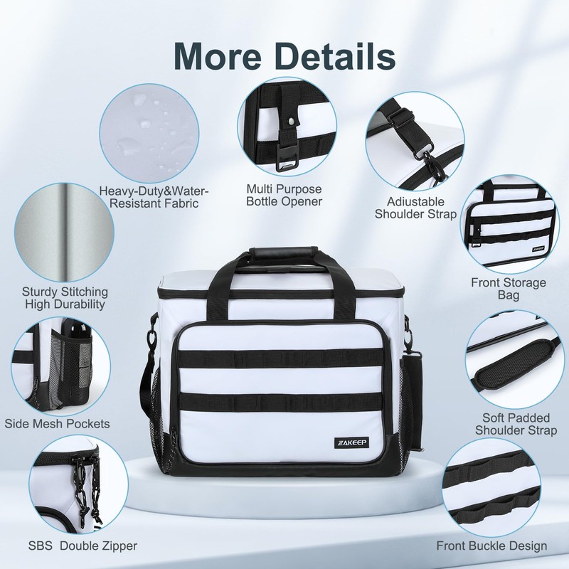 ZAKEEP Soft Cooler Bag, Large Leakproof Beach Cooler, 30 Cans