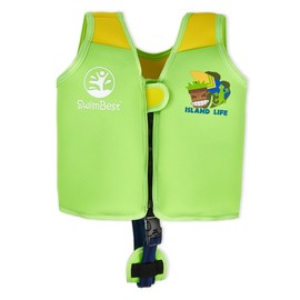 SwimBest Swim Vest - Swim Jacket/Buoyancy Aid with Safety Strap and Removeable Floats (Island Life, L (3-6 Years/19-30kg))