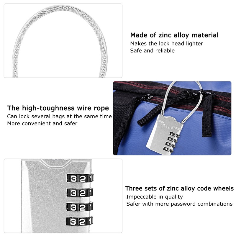 TSA Accepted Resettable 4 Digit Lock Travel Luggage Suitcase Code