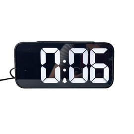 fjshellhome Square LED Single Alarm Clock with Snooze Function for Bedroom, Clear LED Display, Dimmer and Volume Knob, Easy to Set, with USB Port