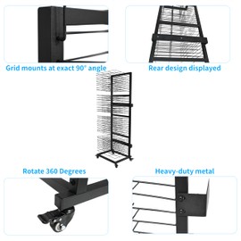 Horilorn Art Drying Rack with 36 Shelves, Wall Mount/Mobile Painting Drying Rack for Classroom, Studio, Wall Mount Canvas Art Storage with 4 Wheels, 17 5/16”DX15 1/4”WX55 1/2”H