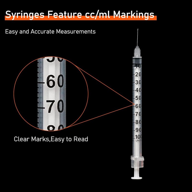 MKUCCD Syringes 30G 1ml/cc 5/16" (8mm) Dispensing Tools，Lab Syringes, Plastic
