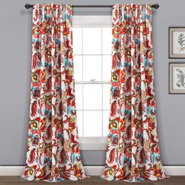 Lush Decor Zara Jacobean Room-Darkening Window Curtain Panels, 2-Piece, Gray (95" x 52")